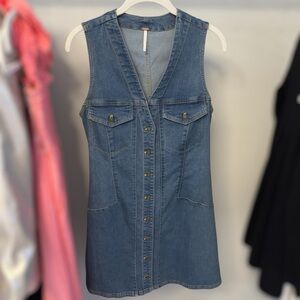 Free People Wandering Star Denim Mini Dress -NWT